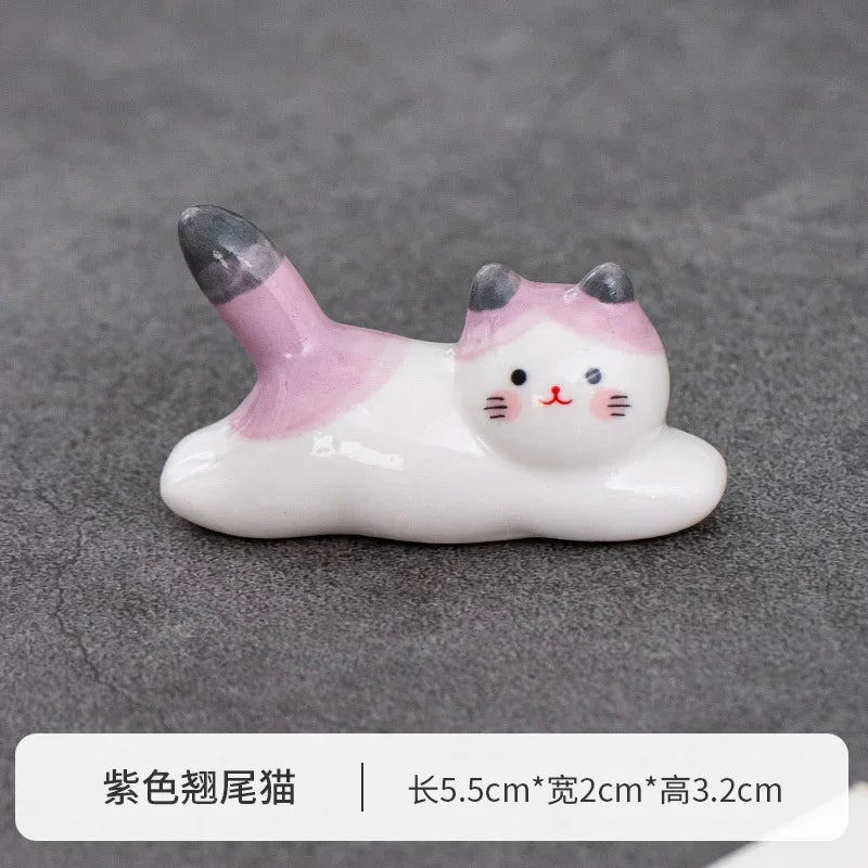 Japanese Ceramic Cat Chopstick Holder & Utensil Rest Chopstick Rest Babs U