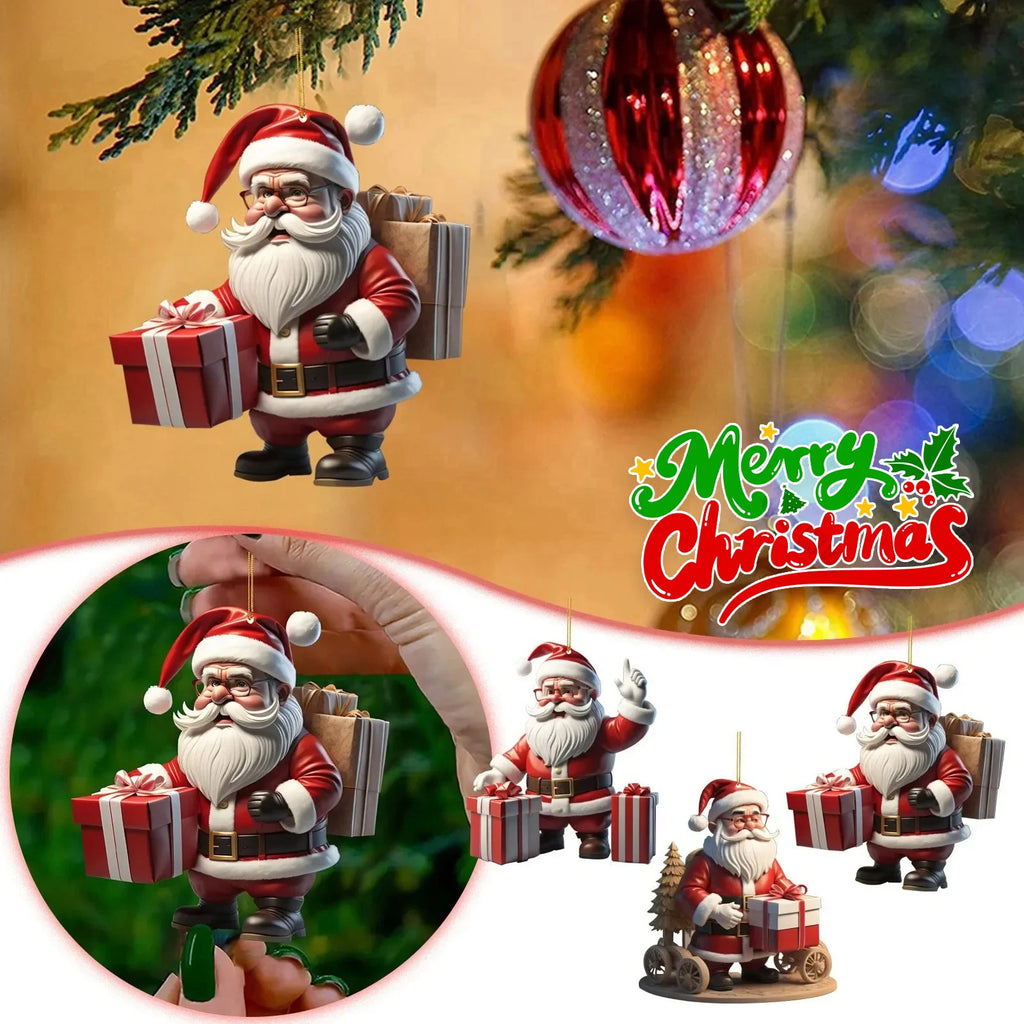 Christmas Hanging Ornaments – Santa & Snowman 2D Cartoon Style Christmas Ornaments Babs