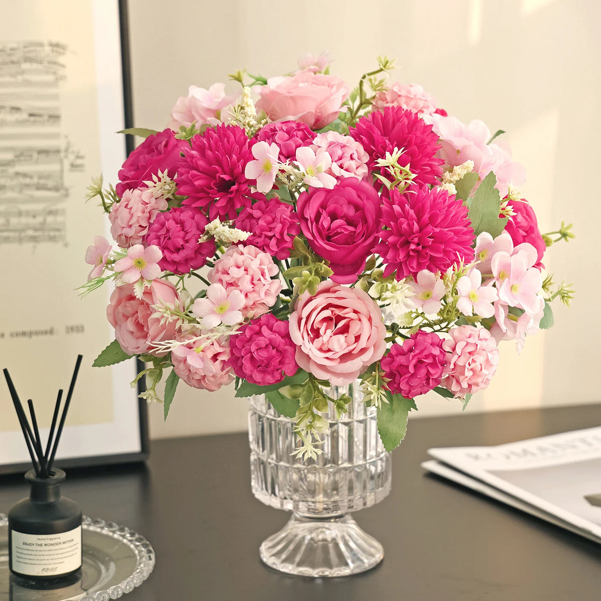 Artificial Silk Hydrangea Rose Bouquet for Home & Wedding Décor Artificial Flower Bouquet Babs