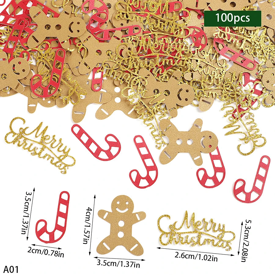 100pcs Glitter Christmas Gingerbread Confetti Table Scatter Christmas Party Confetti Babs