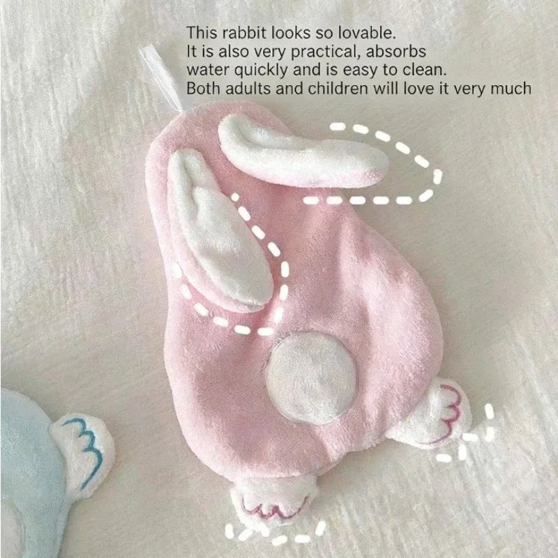 Cute Rabbit Coral Fleece Hand Towel – Soft & Absorbent Hand Towel Babs