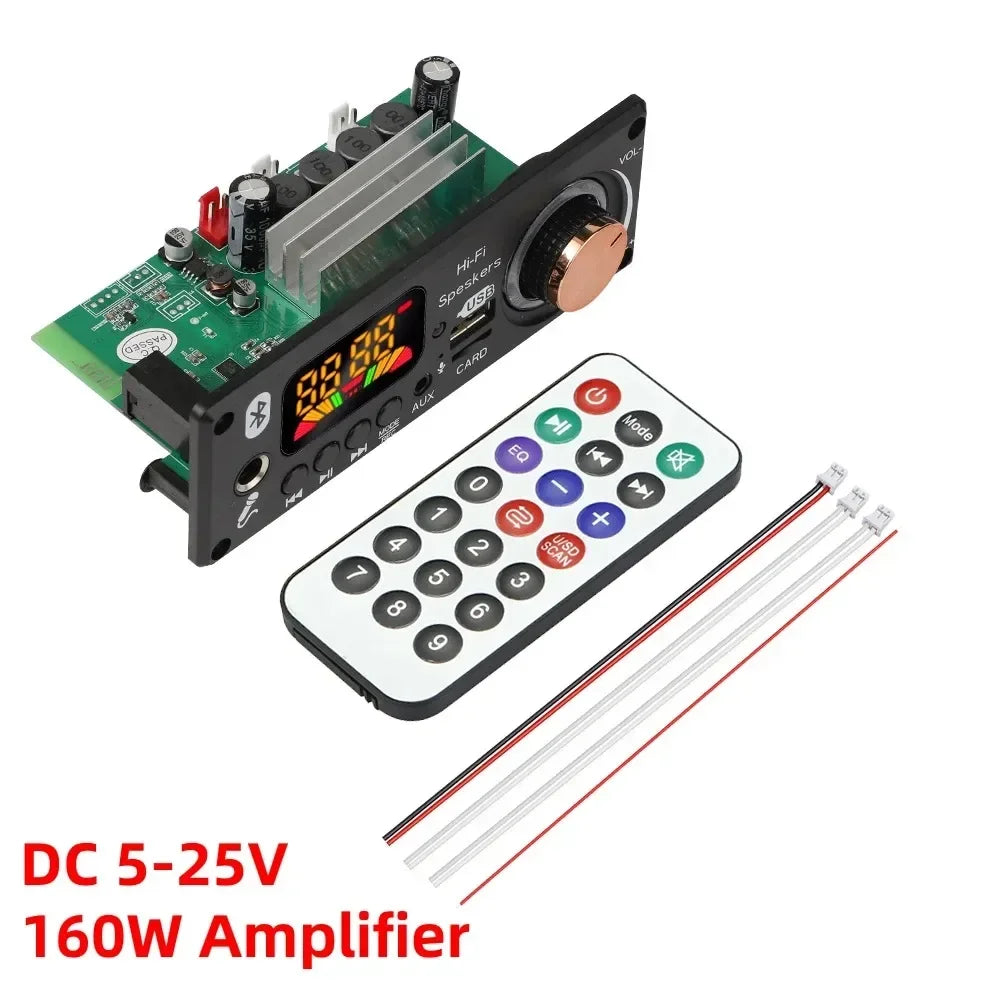 KEBIDUMEI 160W Bluetooth 5.1 MP3 Decoder Board Amplifier FM Radio Bluetooth Amplifier Board Babs DC 5V-25V 160W 1