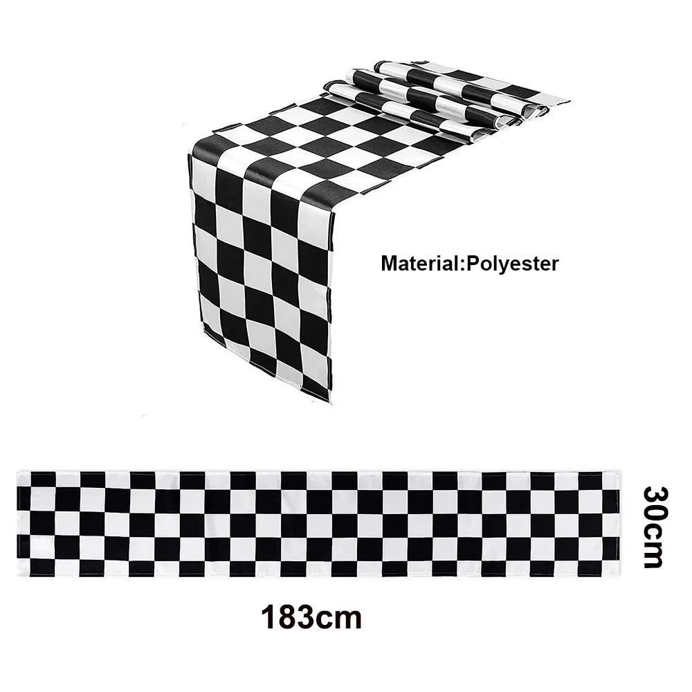 Black White Checkered Racing Table Runner – Party Decor Party Table Runner Babs table decor 2 as show