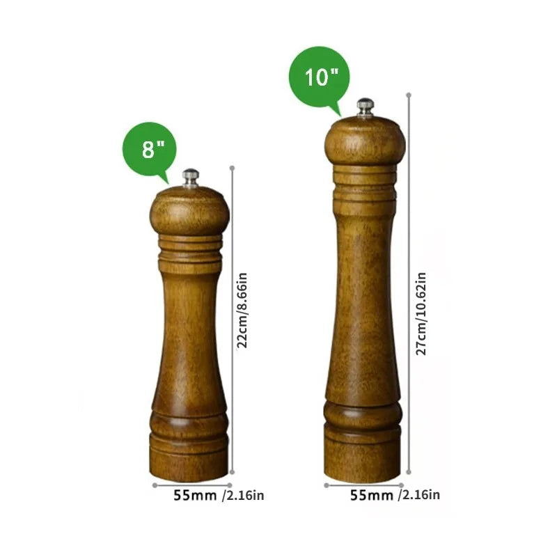 Solid Wood Salt & Pepper Mill | Adjustable Ceramic Grinder Pepper & Salt Mill Babs