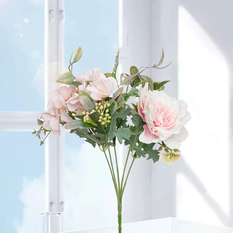 Silk Peony Rose Artificial Flower Bouquet | Wedding & Home Décor Artificial Flower Bouquet Babs
