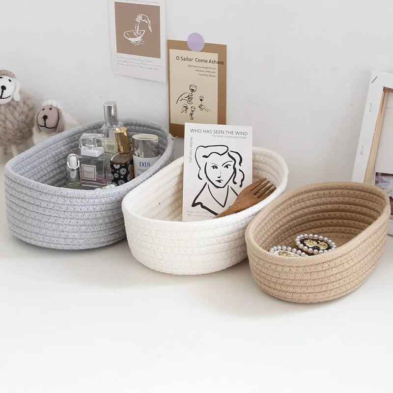 Nordic Cotton Rope Woven Storage Basket – Desktop Organizer Woven Storage Basket Babs