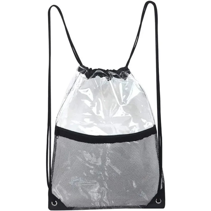 Clear PVC Drawstring Backpack – Stadium, Gym & Travel Bag Clear Drawstring Backpack Babs