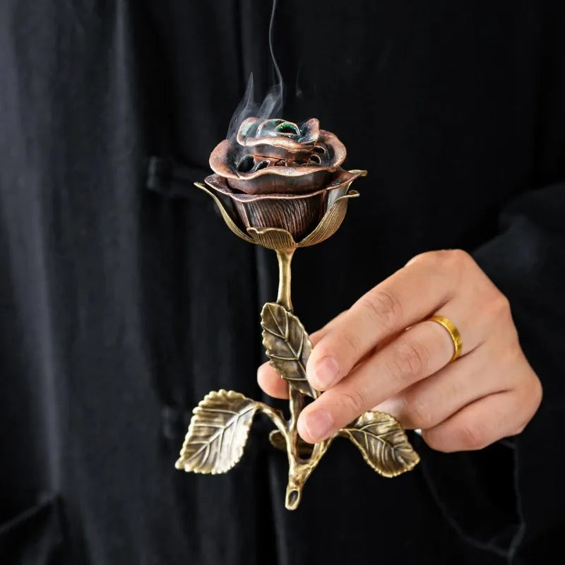 Rose Shape Incense Burner | Hollow Floral Metal Fragrance Holder Incense Burner Babs
