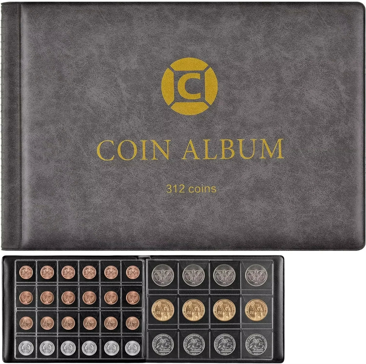 312-Pocket Coin Collection Album Binder | 20–46mm Coins Coin Collection Album Babs Gray