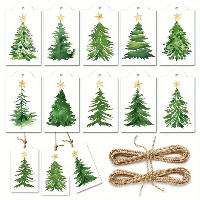 60pcs Christmas Ornament Tags with Hemp Twine | Holiday Gift Christmas Ornament Tags Babs 1set