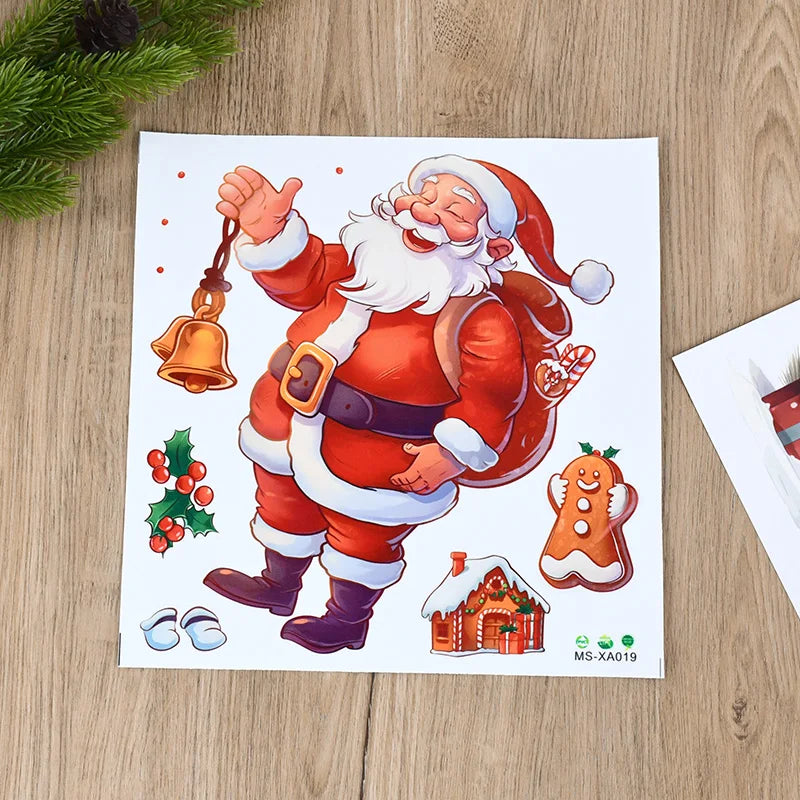 Cartoon Christmas Window Stickers – Santa & Snowman Decals 2025 Window Stickers Babs