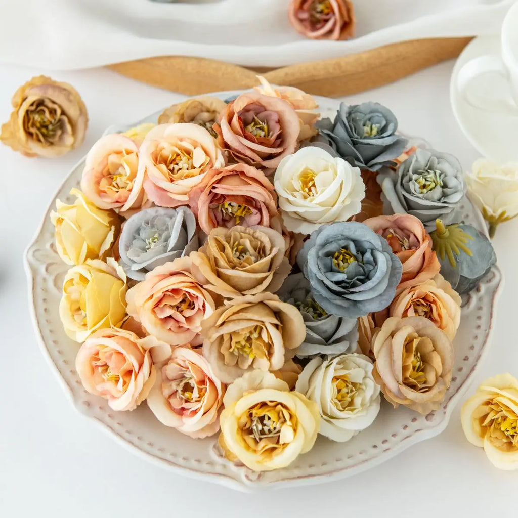 Artificial Silk Rose Heads 20/40pcs – Wedding & Party Décor Artificial Flower Heads Babs