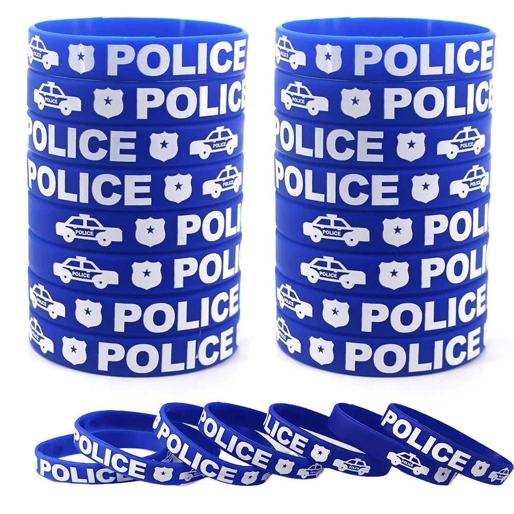 Police Party Silicone Wristbands | 5-50 Pack Favor Bracelets Party Favor Wristbands Babs Police car 5 Pcs