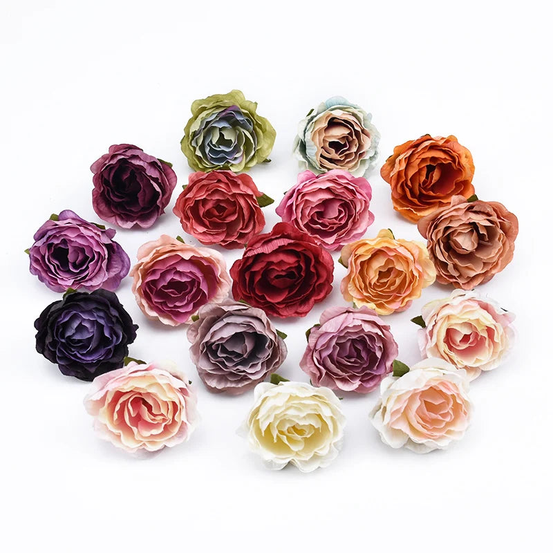 Multicolor Silk Artificial Rose Heads – Bulk 50/100pcs Wedding Décor Artificial Flowers Babs