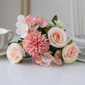 Silk Rose & Chrysanthemum Artificial Bouquet | Wedding Décor Artificial Flower Bouquet Babs Pink 1pc