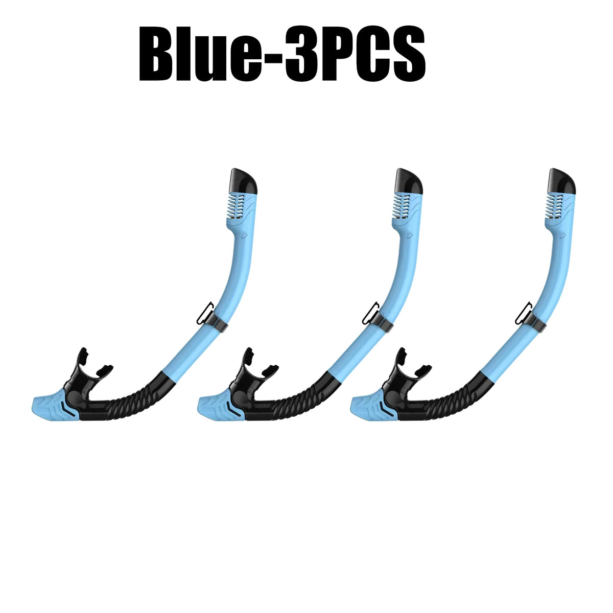 Full Dry Snorkel for Adults – Silicone Mouthpiece & Clip Dry Snorkel Babs Blue 3PCS