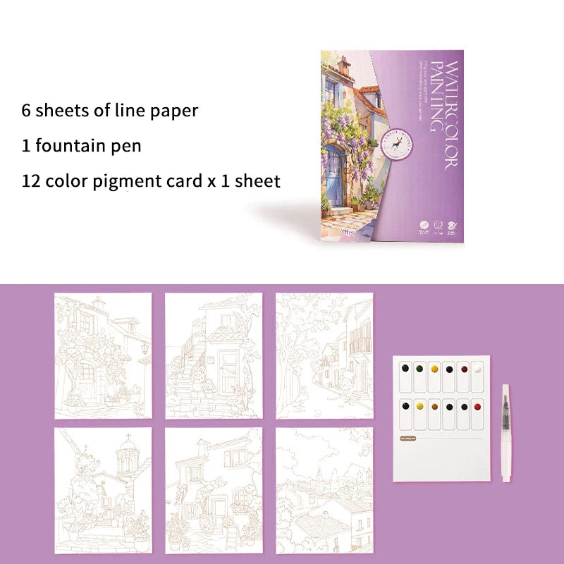 Watercolor Painting Set – 12-Color Paint & Kids Coloring Book Watercolor Art Kit Babs A2