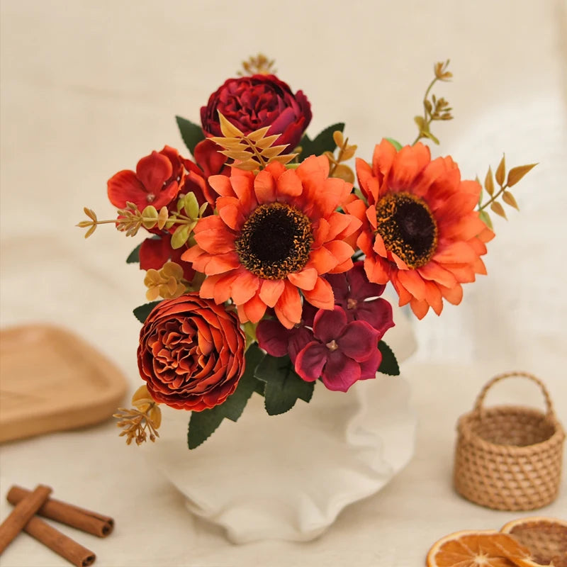 Silk Sunflower & Peony Artificial Flowers | Wedding & Home Decor Artificial Flower Stems Babs