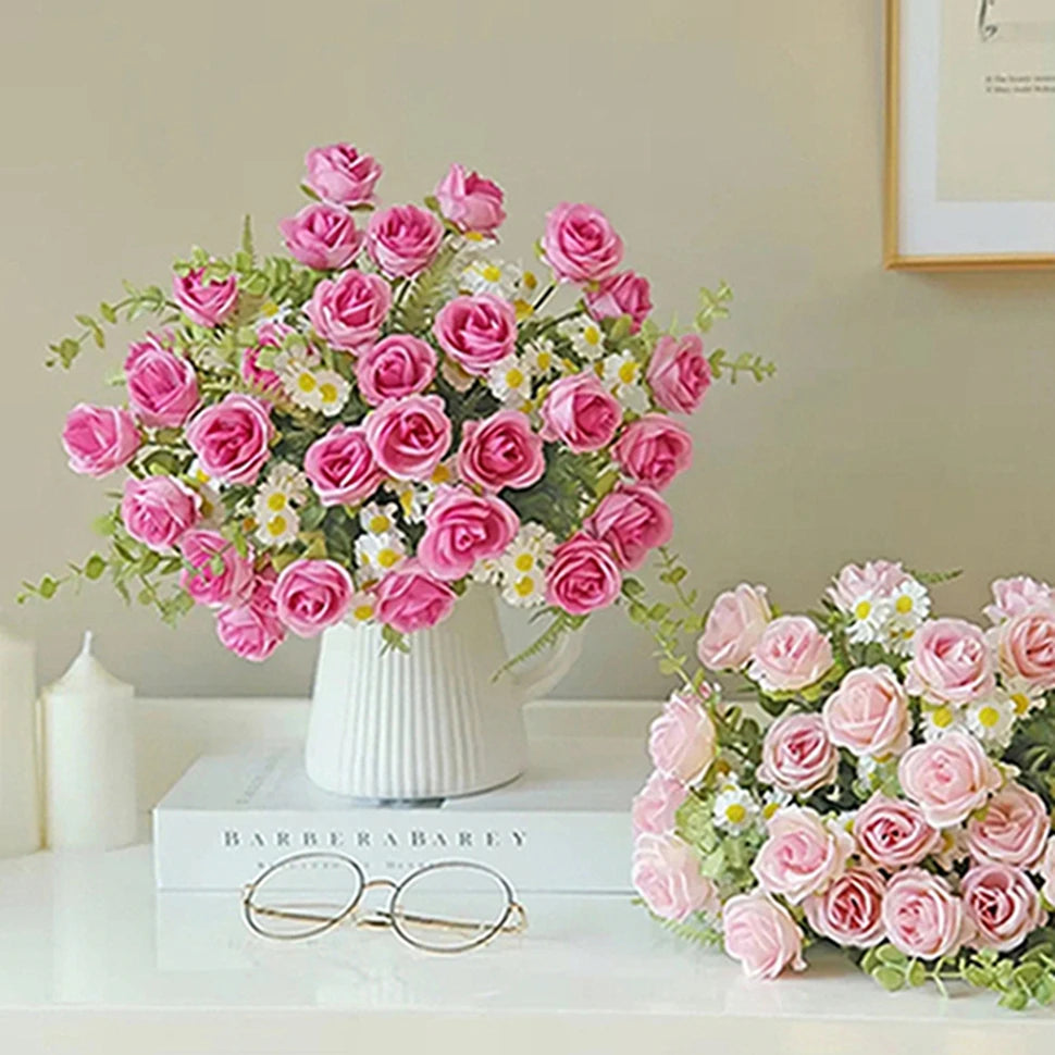 Silk Rose Artificial Flower Bouquet – Wedding & Home Decor Artificial Flower Bouquet Babs