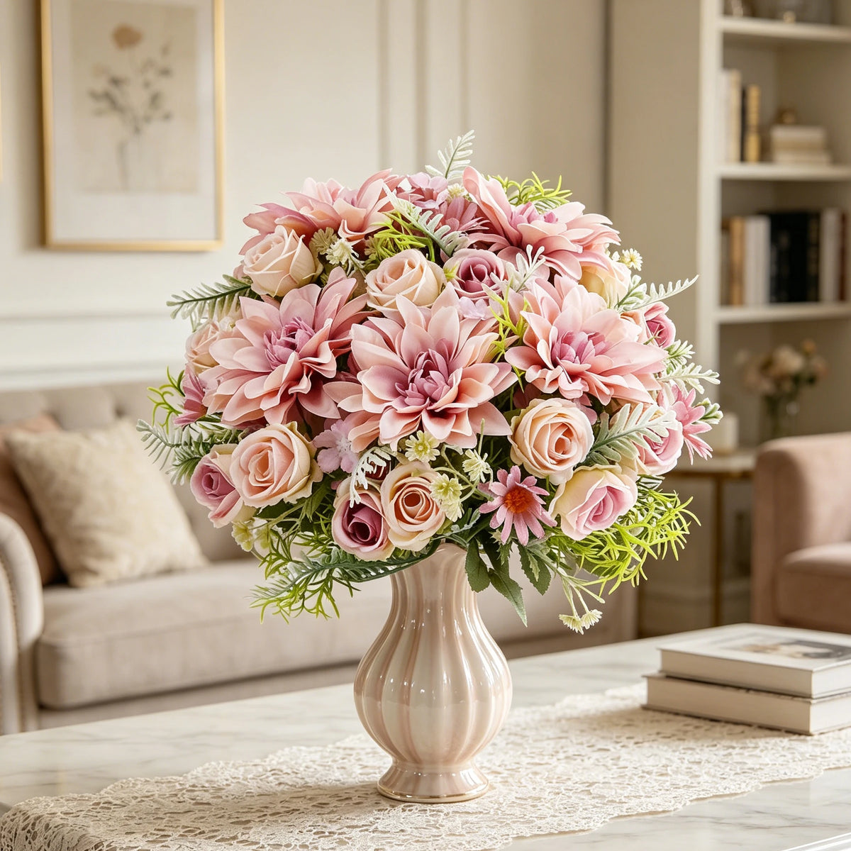 Artificial Silk Rose Dahlia Bouquet – Wedding & Home Décor Artificial Flower Bouquet Babs
