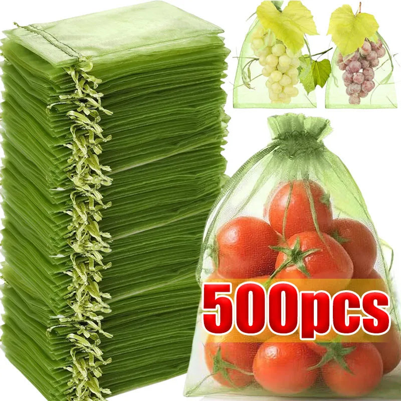 Green Mesh Fruit Protection Bags – Drawstring Pest Barrier Net Garden Pest Netting Babs