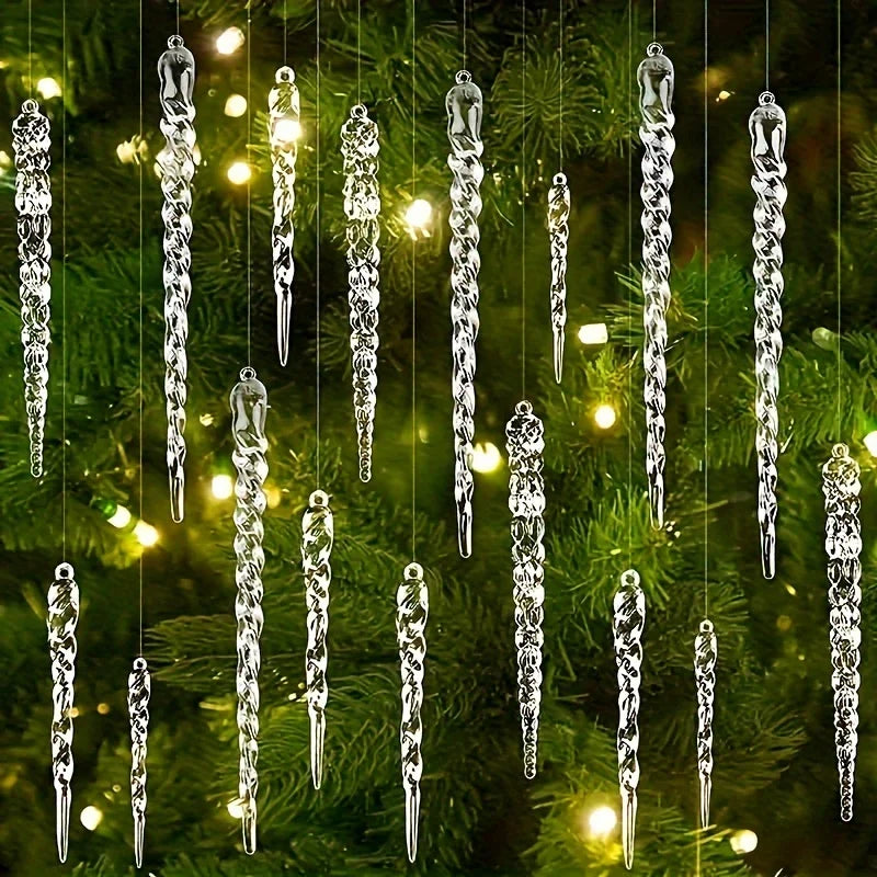Crystal Clear Icicle Christmas Ornaments – 12/24/36 Pack Christmas Ornaments Babs