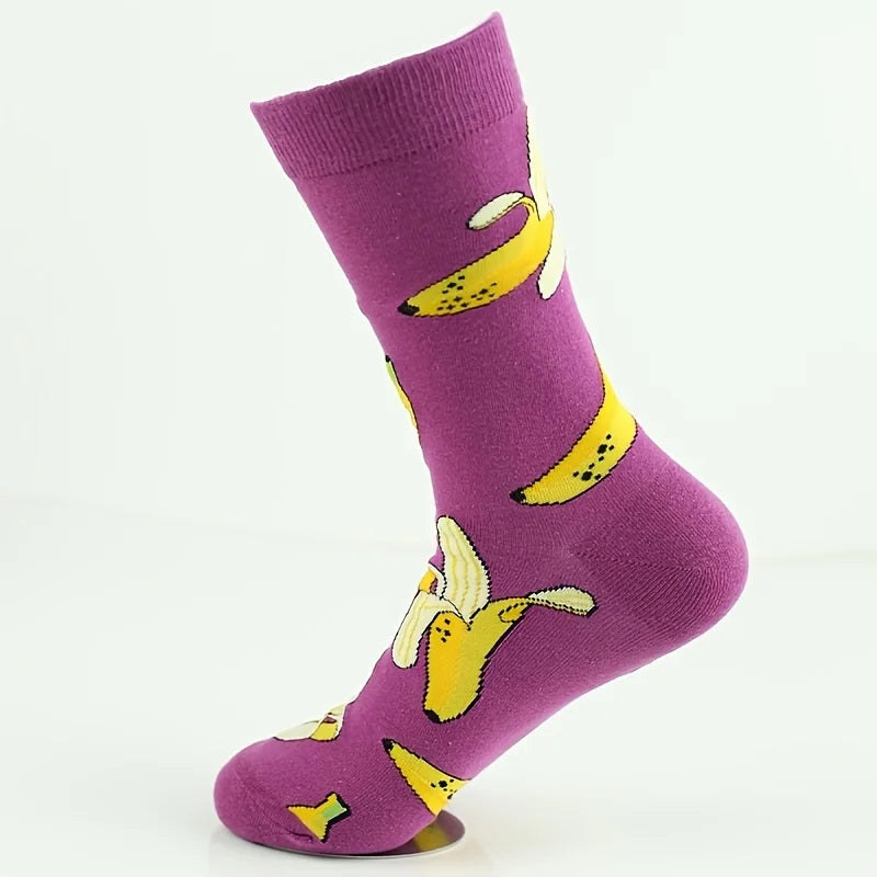 Banana Print Crew Socks – Novelty Funny Gift Socks Novelty Crew Socks Babs