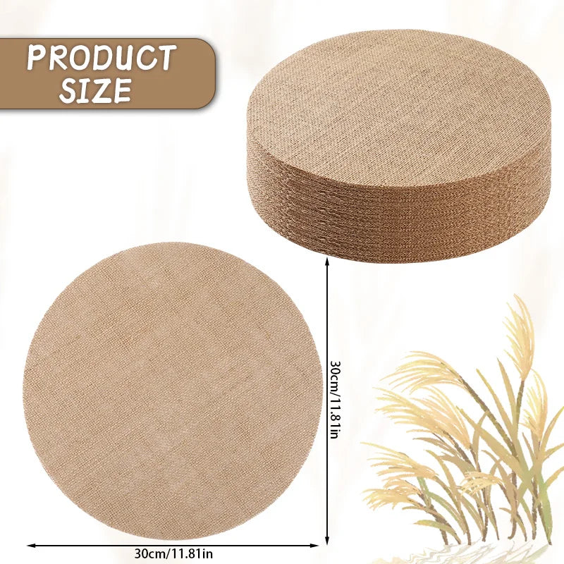12 Round Burlap Placemats – Jute Table Mats for Parties Burlap Placemats Babs