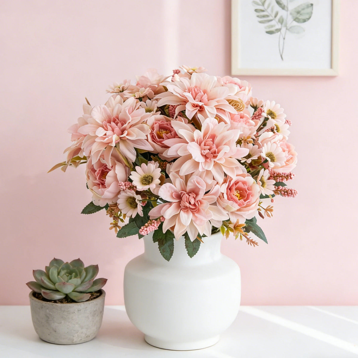 Silk Dahlia Rose Artificial Flowers – Wedding & Home Decor Artificial Flower Bouquet Babs