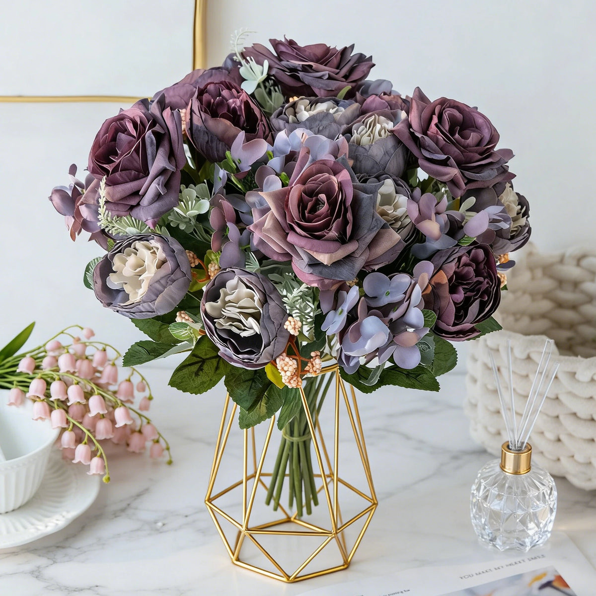 Artificial Silk Rose & Peony Bouquet – Wedding & Home Décor Artificial Flower Bouquet Babs