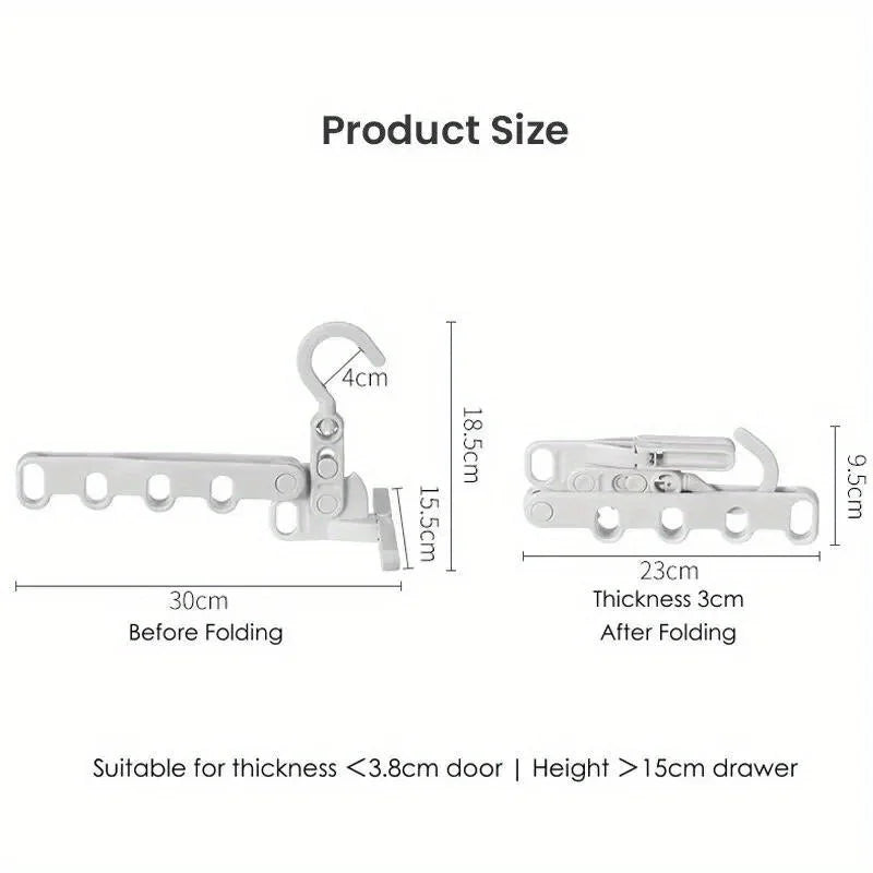 2pcs Foldable Travel Hangers – 5-Hole Portable Clothes Rack Hook Foldable Travel Hanger Babs