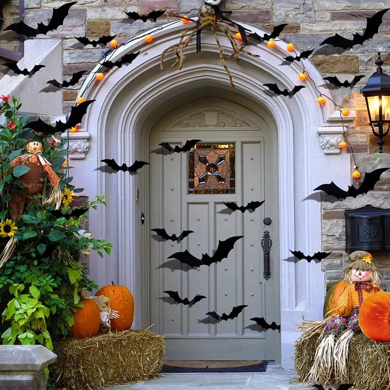 3D Black Bat Wall Stickers Halloween Decals – 12 to 120 Pcs Halloween Wall Decals Babs