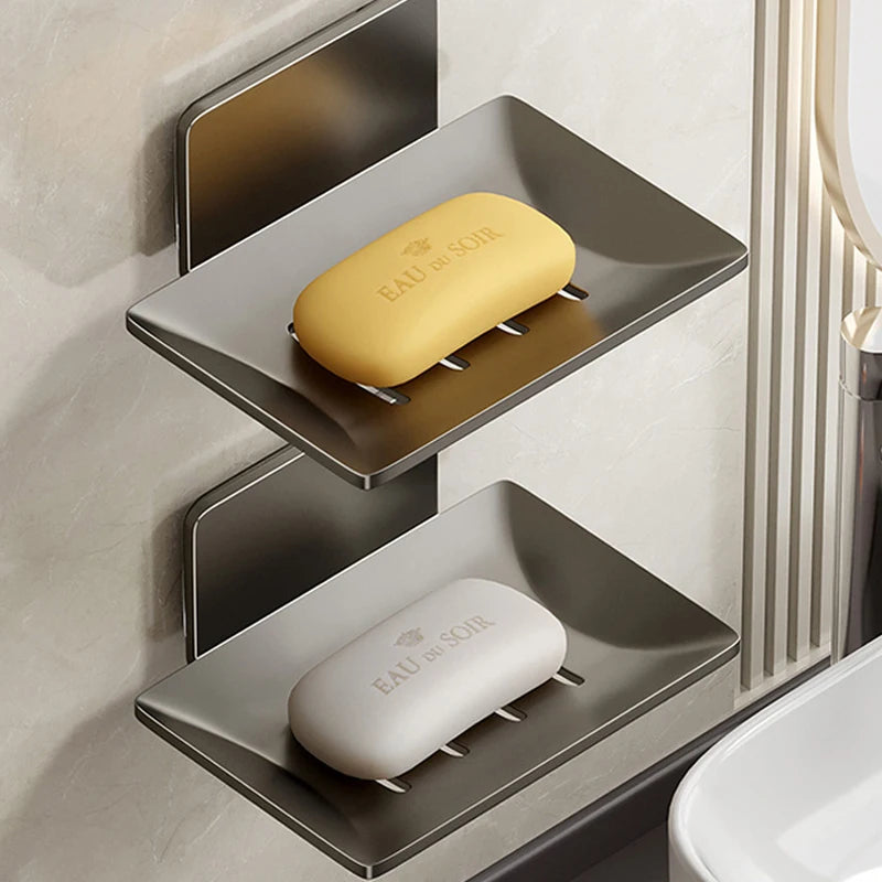 Stainless Steel Wall-Mounted Soap Holder – Mesh Drain Tray Soap Dish Holder Babs 2PCS-Gray