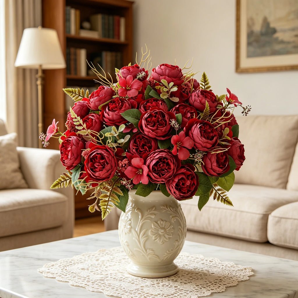 Artificial Silk Peony & Hydrangea Bouquet | Wedding Home Décor Artificial Flower Bouquet Babs