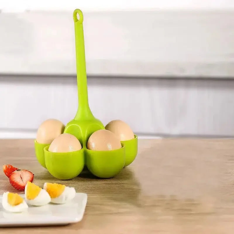Silicone Egg Boiling Tray 5-Hole Handle | Boiled Egg Holder Egg Boiling Tray Babs