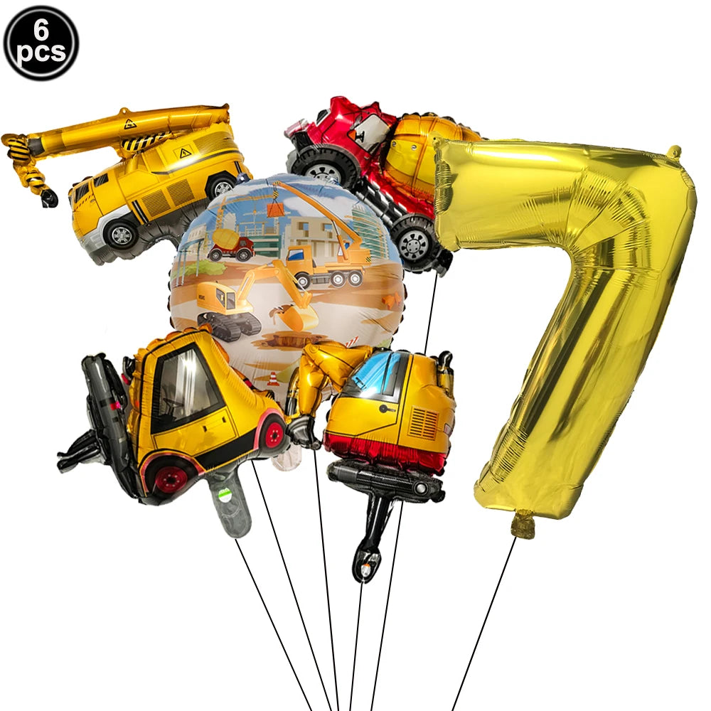 Construction Party Balloons – Excavator Dump Truck Boys Decor Party Balloons Babs VIOLET/紫罗兰 As pictures show