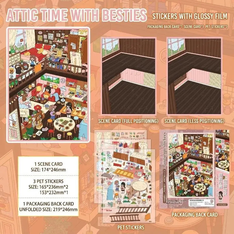 Kawaii 3D DIY Landscape Scene Stickers – Pocket Cabin Sticker Set DIY Craft Stickers Babs A1