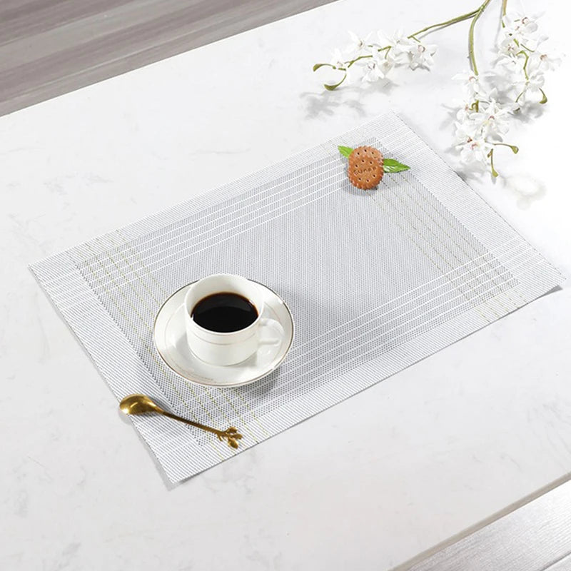 Washable PVC Woven Placemats – Durable Vinyl Dining Table Mats Vinyl Table Placemats Babs Style 16 30X45CM
