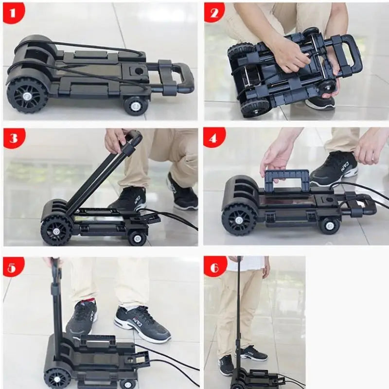 Foldable Flatbed Trolley Cart – 4-Wheel Stainless Steel & ABS Folding Trolley Cart Babs