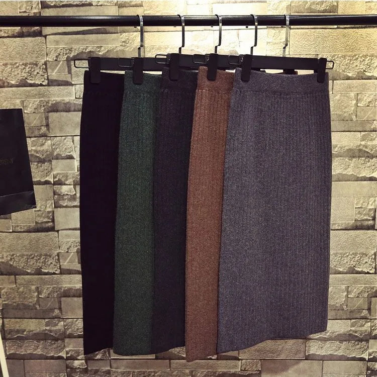 Women's Thickened Knit High Waist Pencil Skirt – Autumn Winter Knit Pencil Skirt Babs