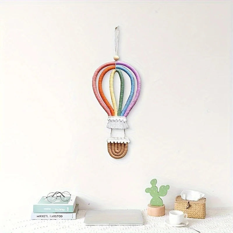 Nordic Woven Rainbow Hot Air Balloon Wall Hanging Ornament Wall Hanging Ornament Babs
