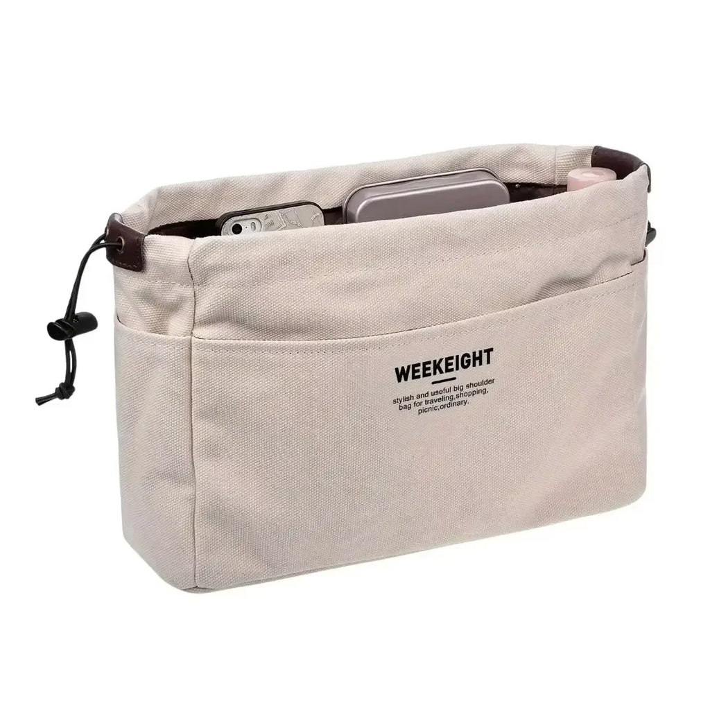Canvas Cosmetic Bag – Waterproof Multi-Compartment Travel Pouch Cosmetic Storage Bag Babs Beige S