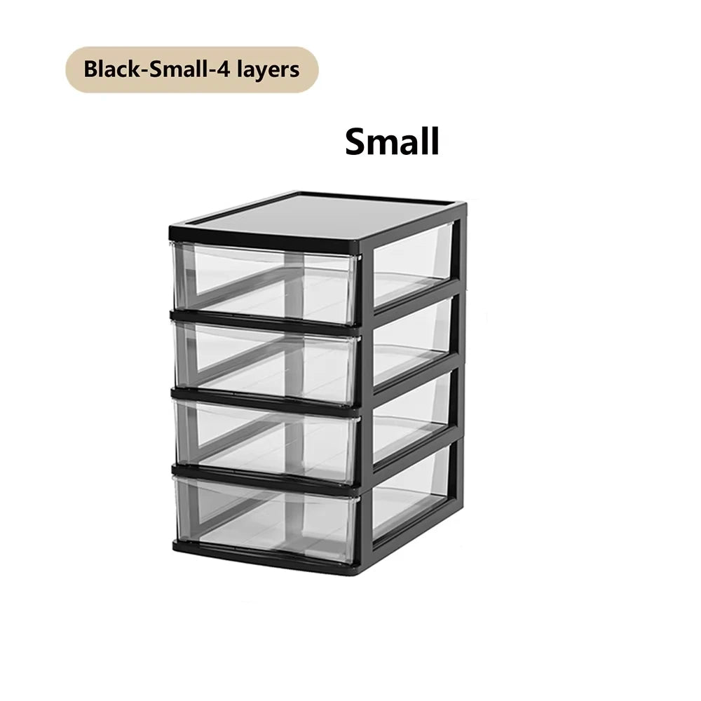 Clear Plastic Desktop Drawer Organizer – Stackable Storage Box Desktop Drawer Organizer Babs Black S 4 Layers