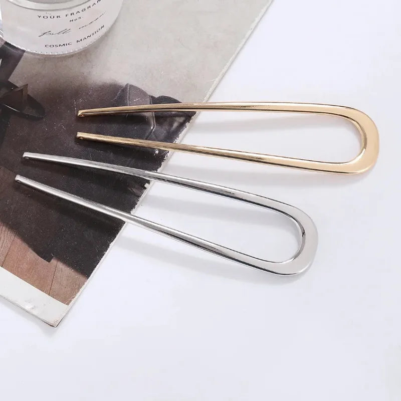 U-Shaped Metal Hair Fork Sticks | Gold Silver Black Alloy Hair Fork Sticks Babs
