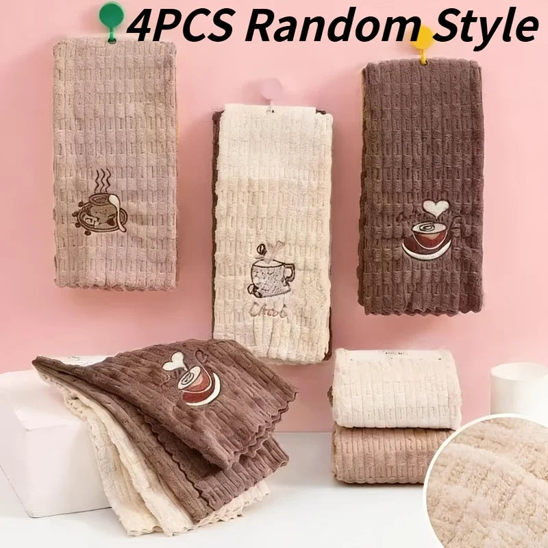 4PCS Brown Polyester Cleaning Cloths for Kitchen & Bathroom Household Cleaning Cloths Babs random color 4pcs
