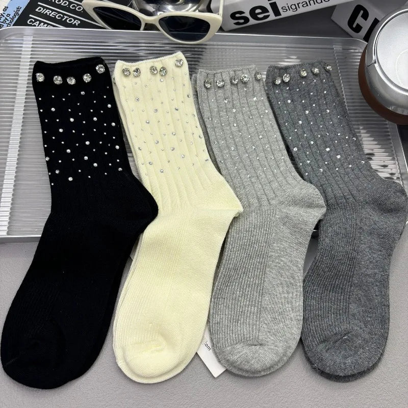 Women's Rhinestone Cotton Ankle Socks – Warm & Stylish Fashion Ankle Socks Babs