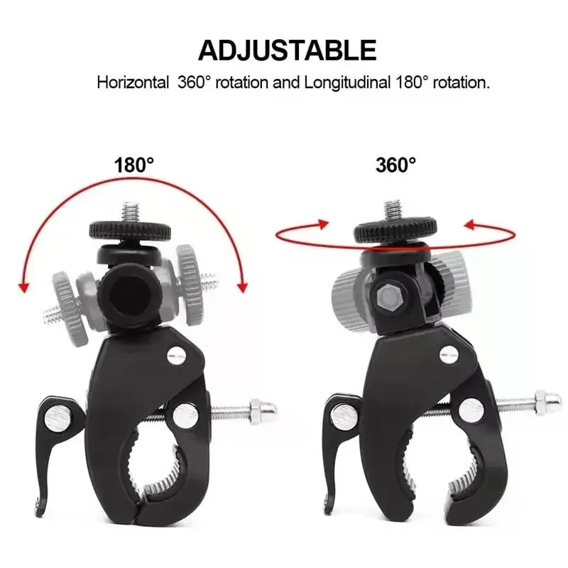 360° Bike Handlebar Camera Mount – Universal 1/4" Tripod Clamp Camera Handlebar Mount Babs
