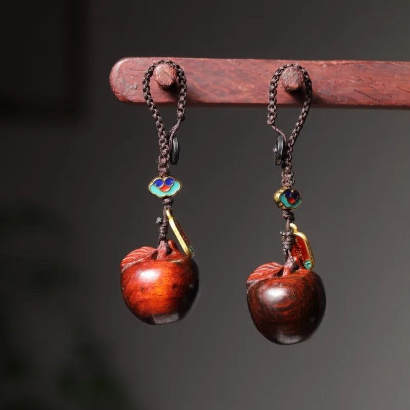 Sandalwood Apple Car Pendant – Lucky Tassel Rearview Charm Car Hanging Ornament Babs