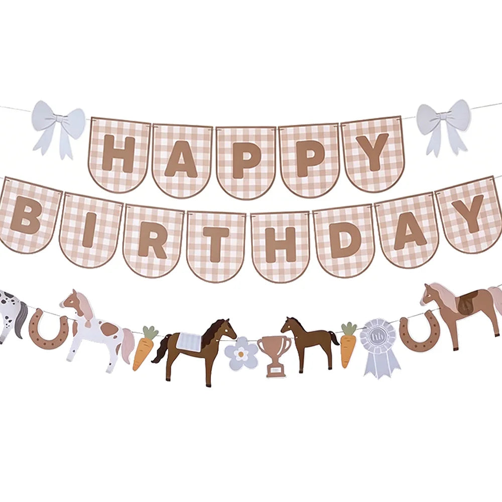 Boho Horse Birthday Party Banner & Foil Balloons Decor Set Party Decoration Set Babs