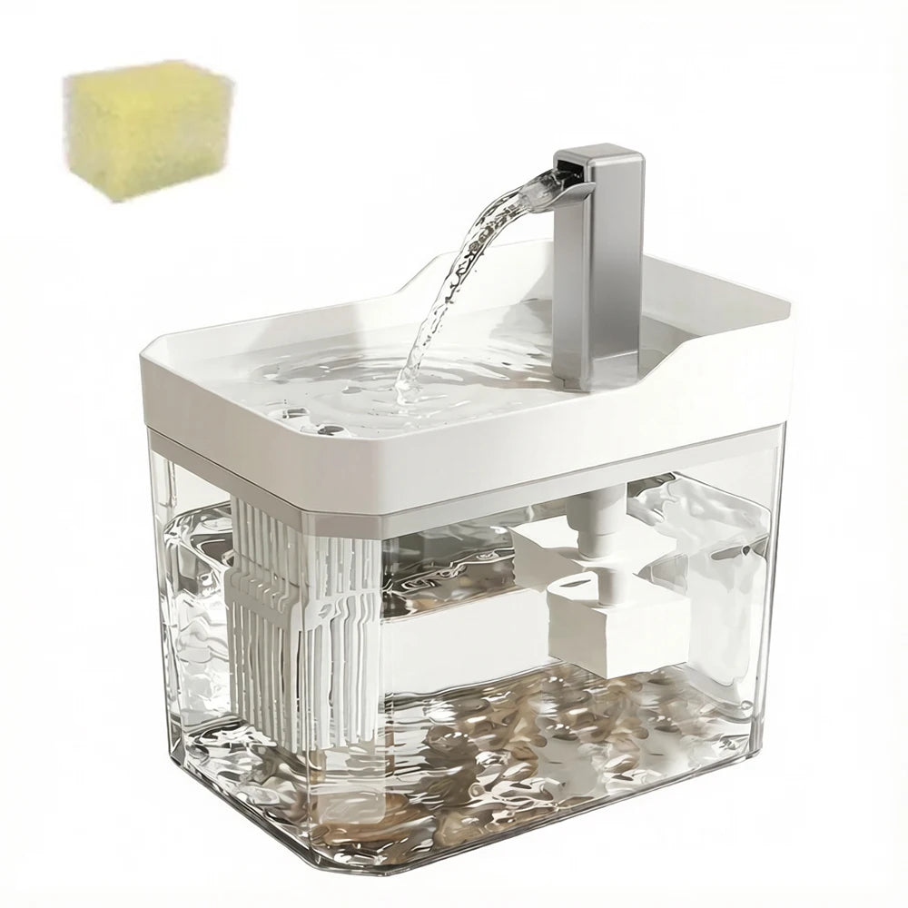 Cat Water Fountain – Auto Filter, Transparent & Anti-Dry Pump Cat Water Fountain Babs White 1pc 1.5L|USB Type-C